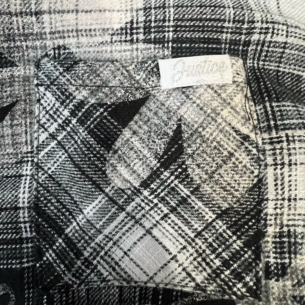 Justice Monochrome Plaid Shirt Sz L 12/14